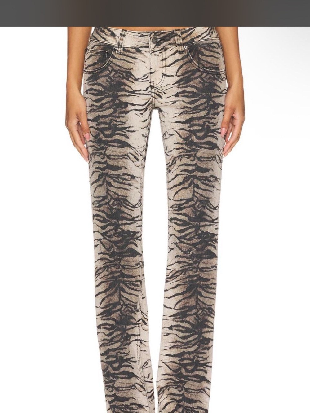 Jaded London  Beige Tiger-Print boot cut jeans